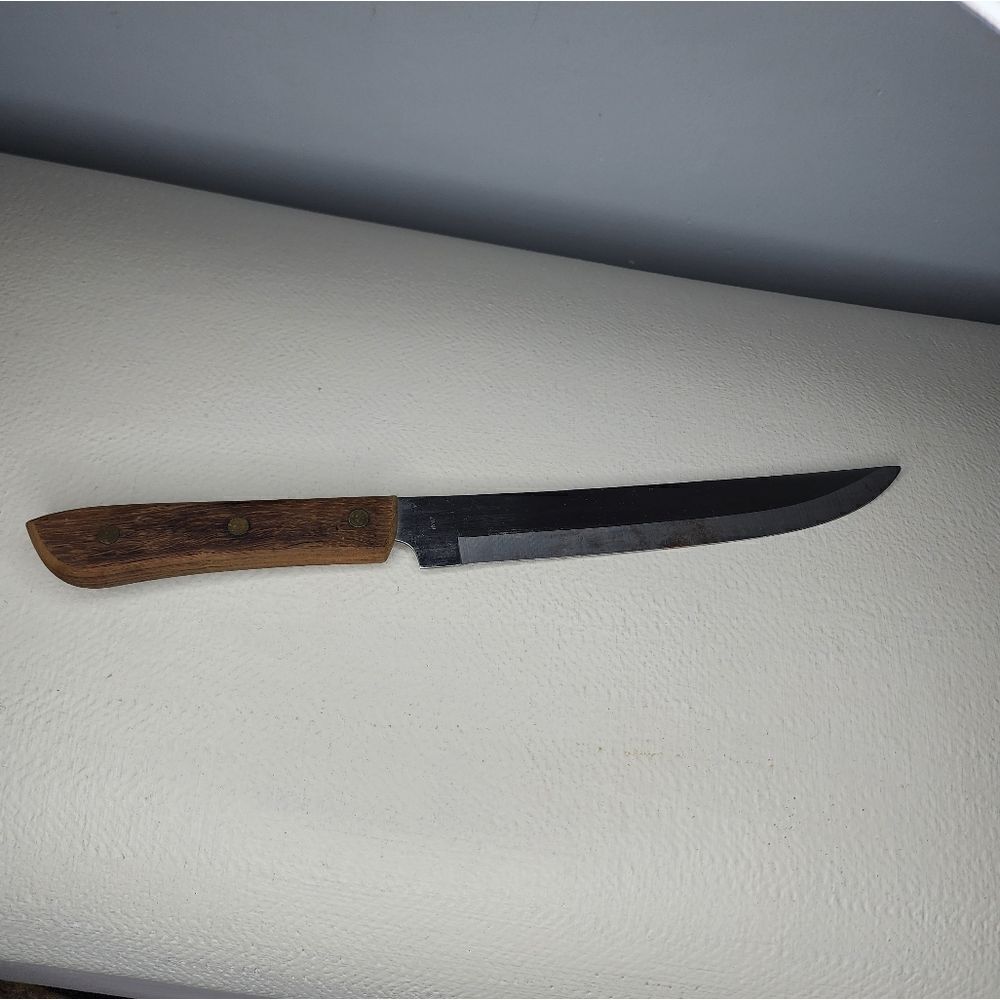 Vintage Rogers Chef Knife 8"  Blade, Wood Handle Stainless Steel Japan
